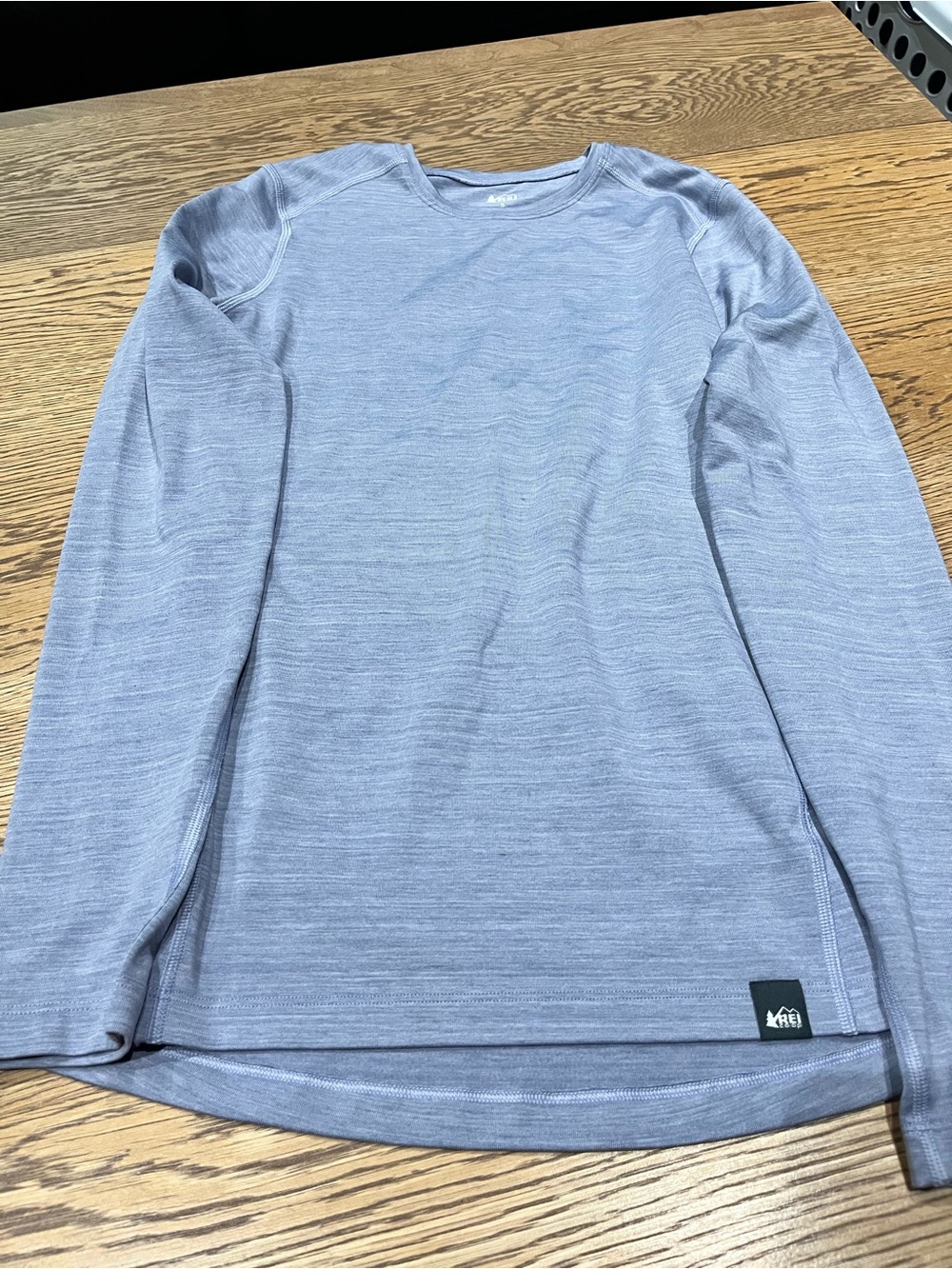 REI Women’s Long-Sleeve Crew - Heathered Light Blue